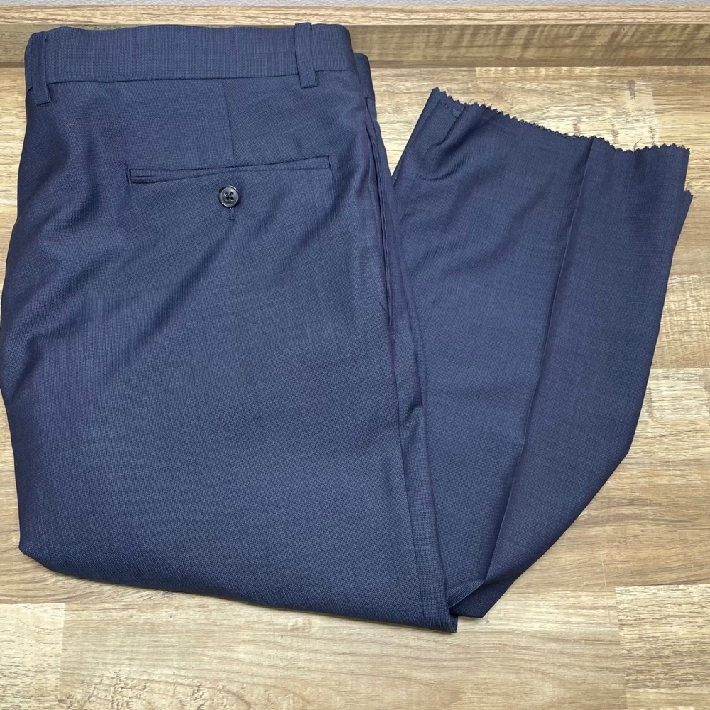 Joseph Abboud Mens Navy Textured Flat Front Dress Pants 38W Unfinished Hem NWOT